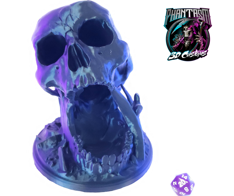3D printed Skull Dice Tower! Burnt Titanium