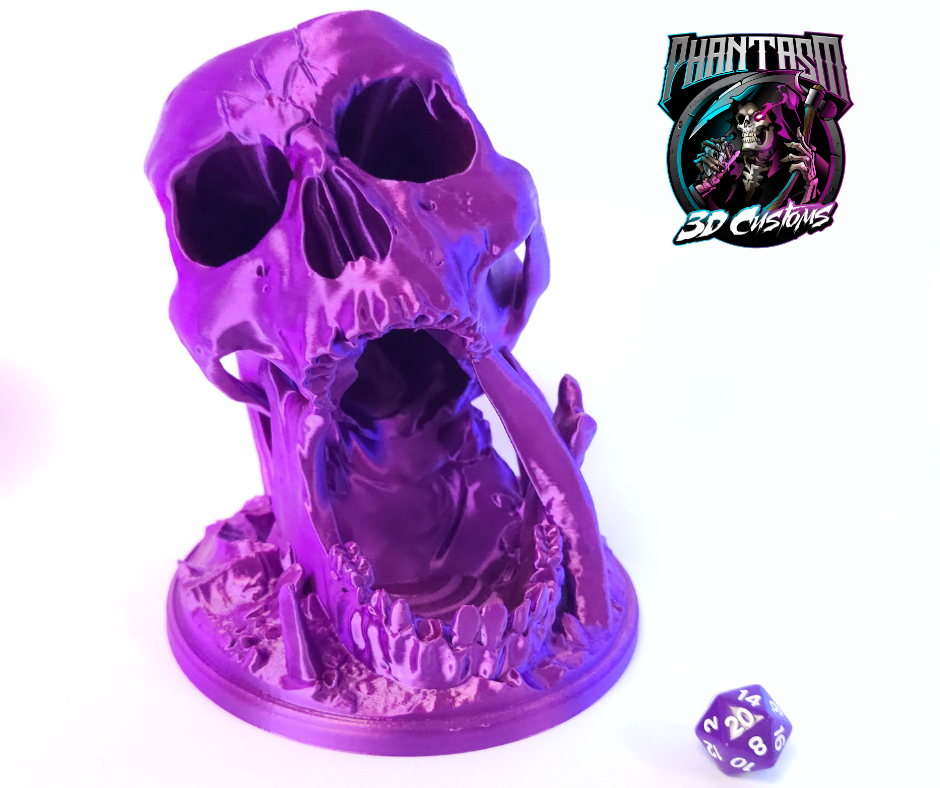 3D printed Skull Dice Tower! Purple Shimmer