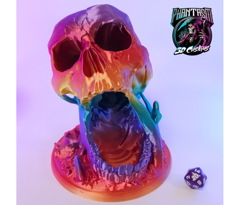 3D printed Skull Dice Tower! Bright Rainbow