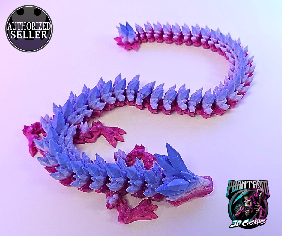 3D Printed Crystal Dragon - Purple Gradient - 13-inches long!