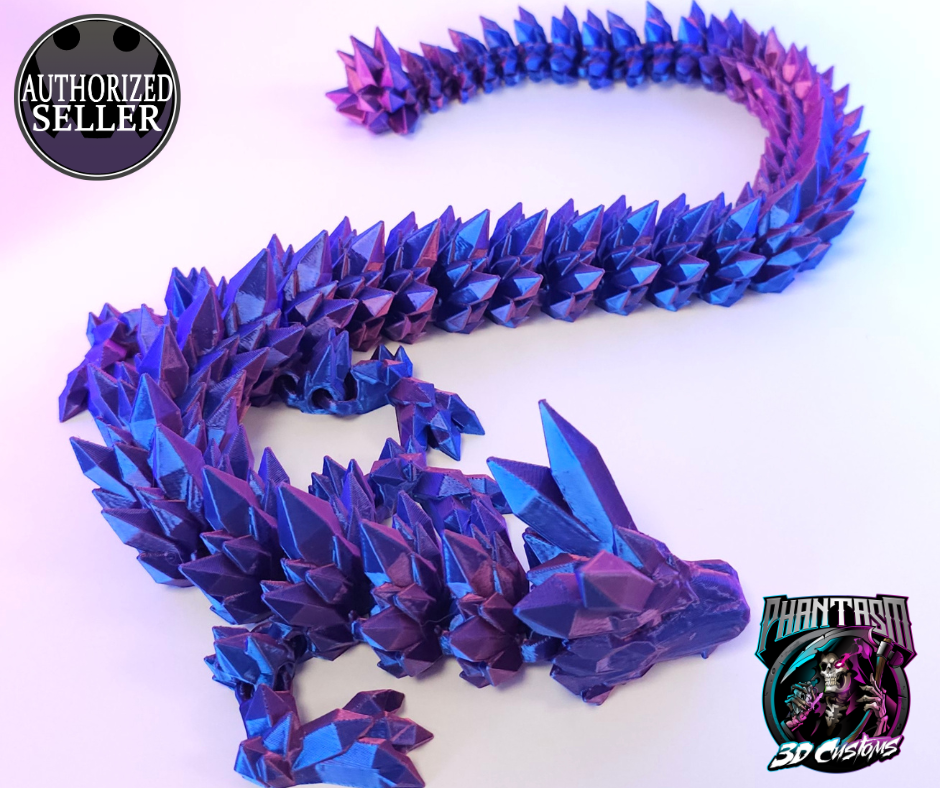 3D Printed Crystal Dragon - Phantasm Blue/Pink - 27 inches long!