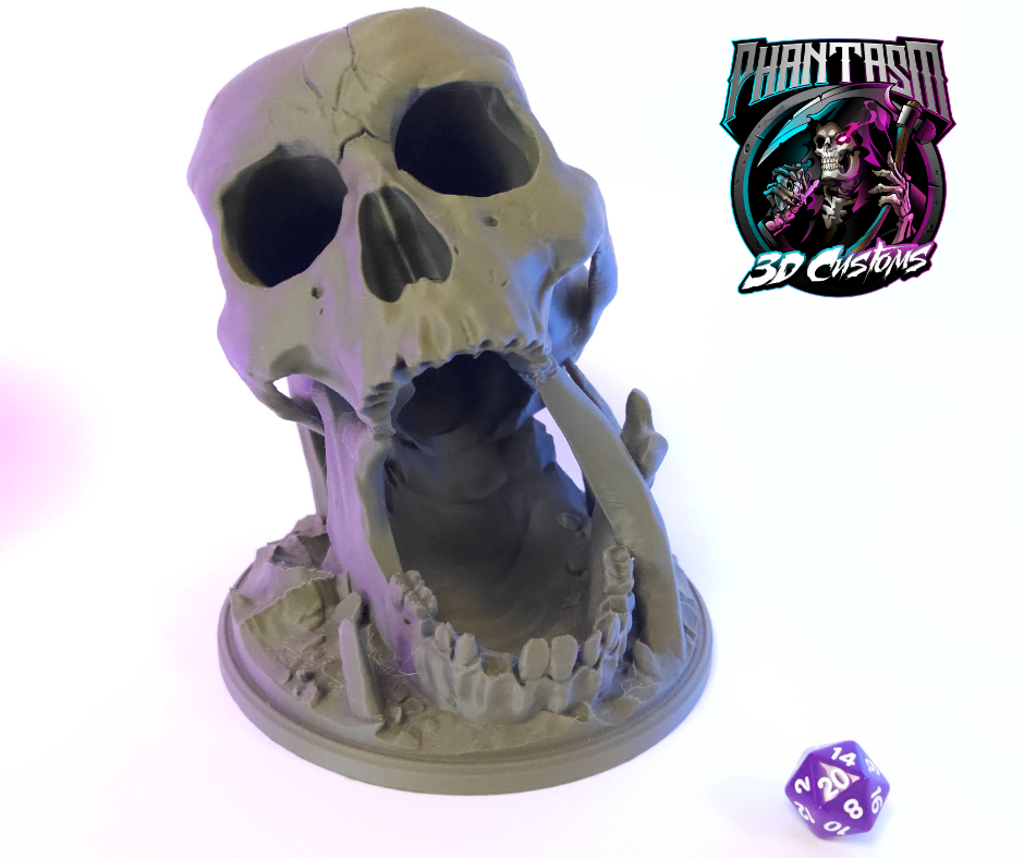 3D printed Skull Dice Tower! Military Green