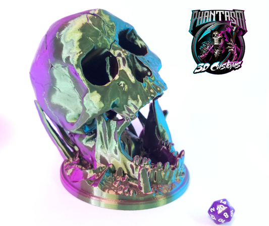 3D printed Skull Dice Tower! Red/Green