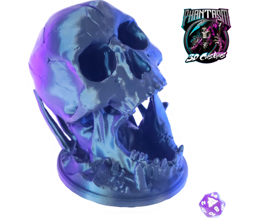 3D printed Skull Dice Tower! Burnt Titanium