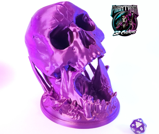 3D printed Skull Dice Tower! Purple Shimmer