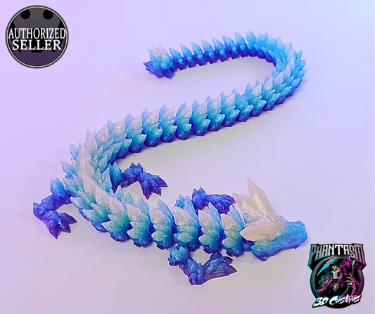 3D Printed Crystal Dragon - Ice White - 13-inches long!