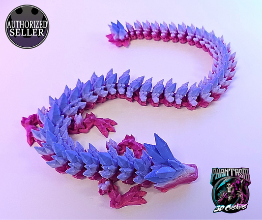 3D Printed Crystal Dragon - Purple Gradient - 13-inches long!