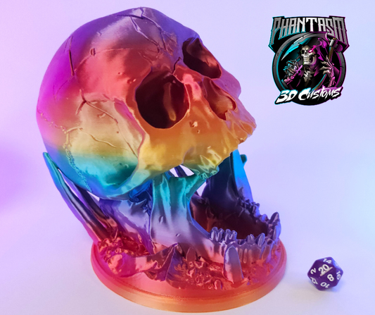 3D printed Skull Dice Tower! Bright Rainbow
