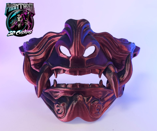 3D Printed Samurai Oni Half Mask - Red/Black