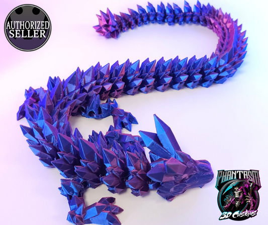 3D Printed Crystal Dragon - Phantasm Blue/Pink - 27 inches long!