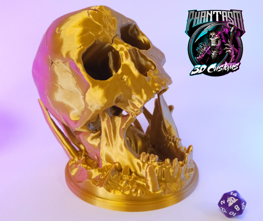 3D printed Skull Dice Tower! Gold