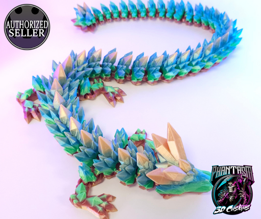 3D Printed Crystal Dragon - Gold Rainbow - 27 inches long!