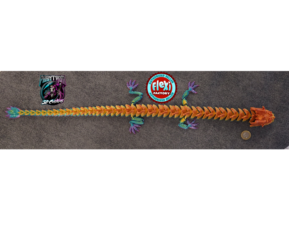 3D Printed Chinese Dragon - Vibrant Rainbow - 27-inches long!