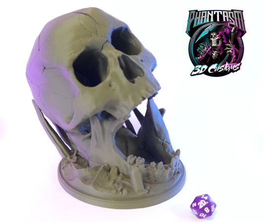 3D printed Skull Dice Tower! Military Green