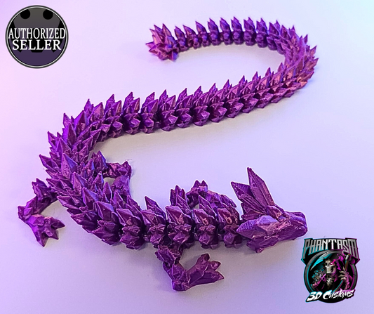 3D Printed Crystal Dragon - Purple/Pink - 13-inches long!