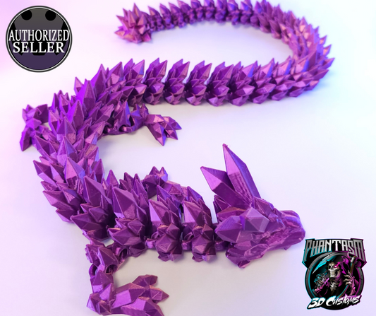 3D Printed Crystal Dragon - Purple/Pink - 27 inches long!